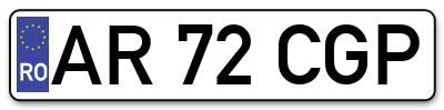 Placuta inmatriculare numar auto  AR-72-CGP, AR 72 CGP, AR72CGP