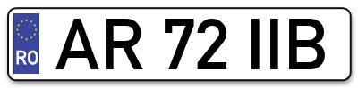 Placuta inmatriculare numar auto  AR-72-IIB, AR 72 IIB, AR72IIB