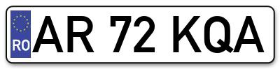 Placuta inmatriculare numar auto  AR-72-KQA, AR 72 KQA, AR72KQA