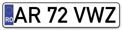 Placuta inmatriculare numar auto  AR-72-VWZ, AR 72 VWZ, AR72VWZ