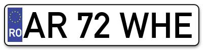 Placuta inmatriculare numar auto  AR-72-WHE, AR 72 WHE, AR72WHE