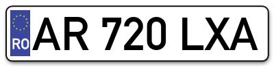 Placuta inmatriculare numar auto  AR-720-LXA, AR 720 LXA, AR720LXA