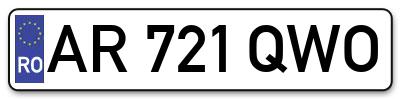 Placuta inmatriculare numar auto  AR-721-QWO, AR 721 QWO, AR721QWO