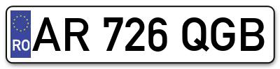 Placuta inmatriculare numar auto  AR-726-QGB, AR 726 QGB, AR726QGB