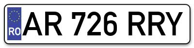 Placuta inmatriculare numar auto  AR-726-RRY, AR 726 RRY, AR726RRY