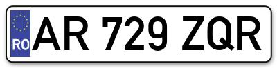Placuta inmatriculare numar auto  AR-729-ZQR, AR 729 ZQR, AR729ZQR