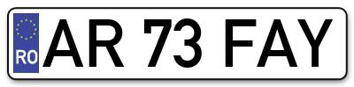 Placuta inmatriculare numar auto  AR-73-FAY, AR 73 FAY, AR73FAY