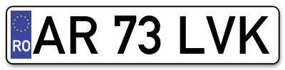 Placuta inmatriculare numar auto  AR-73-LVK, AR 73 LVK, AR73LVK