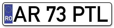 Placuta inmatriculare numar auto  AR-73-PTL, AR 73 PTL, AR73PTL