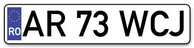 Placuta inmatriculare numar auto  AR-73-WCJ, AR 73 WCJ, AR73WCJ