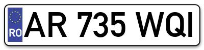 Placuta inmatriculare numar auto  AR-735-WQI, AR 735 WQI, AR735WQI