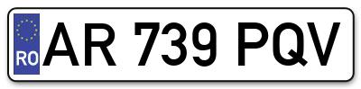 Placuta inmatriculare numar auto  AR-739-PQV, AR 739 PQV, AR739PQV