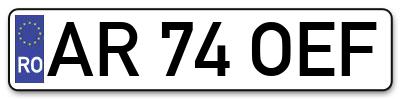 Placuta inmatriculare numar auto  AR-74-OEF, AR 74 OEF, AR74OEF