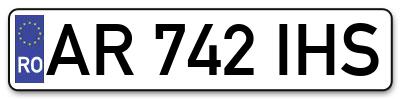 Placuta inmatriculare numar auto  AR-742-IHS, AR 742 IHS, AR742IHS