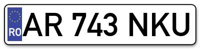 Placuta inmatriculare numar auto  AR-743-NKU, AR 743 NKU, AR743NKU