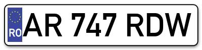 Placuta inmatriculare numar auto  AR-747-RDW, AR 747 RDW, AR747RDW