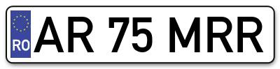 Placuta inmatriculare numar auto  AR-75-MRR, AR 75 MRR, AR75MRR