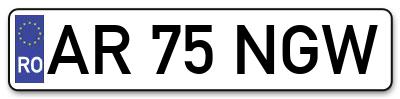 Placuta inmatriculare numar auto  AR-75-NGW, AR 75 NGW, AR75NGW