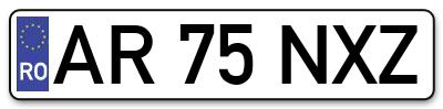 Placuta inmatriculare numar auto  AR-75-NXZ, AR 75 NXZ, AR75NXZ