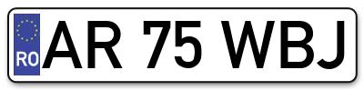 Placuta inmatriculare numar auto  AR-75-WBJ, AR 75 WBJ, AR75WBJ