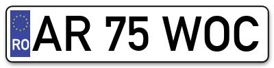 Placuta inmatriculare numar auto  AR-75-WOC, AR 75 WOC, AR75WOC