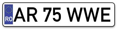 Placuta inmatriculare numar auto  AR-75-WWE, AR 75 WWE, AR75WWE