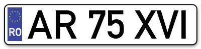 Placuta inmatriculare numar auto  AR-75-XVI, AR 75 XVI, AR75XVI