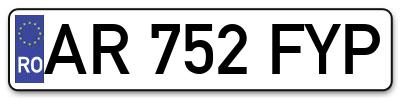 Placuta inmatriculare numar auto  AR-752-FYP, AR 752 FYP, AR752FYP