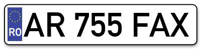 Placuta inmatriculare numar auto  AR-755-FAX, AR 755 FAX, AR755FAX