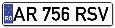 Placuta inmatriculare numar auto  AR-756-RSV, AR 756 RSV, AR756RSV