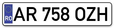 Placuta inmatriculare numar auto  AR-758-OZH, AR 758 OZH, AR758OZH