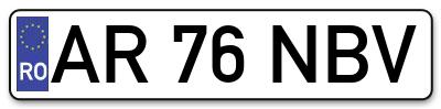 Placuta inmatriculare numar auto  AR-76-NBV, AR 76 NBV, AR76NBV
