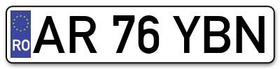 Placuta inmatriculare numar auto  AR-76-YBN, AR 76 YBN, AR76YBN