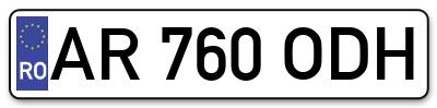 Placuta inmatriculare numar auto  AR-760-ODH, AR 760 ODH, AR760ODH
