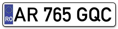 Placuta inmatriculare numar auto  AR-765-GQC, AR 765 GQC, AR765GQC
