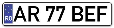 Placuta inmatriculare numar auto  AR-77-BEF, AR 77 BEF, AR77BEF