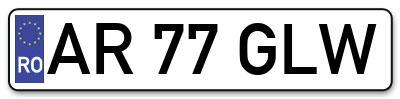 Placuta inmatriculare numar auto  AR-77-GLW, AR 77 GLW, AR77GLW