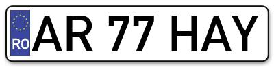Placuta inmatriculare numar auto  AR-77-HAY, AR 77 HAY, AR77HAY