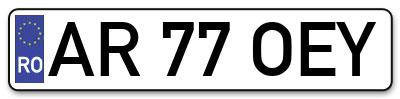 Placuta inmatriculare numar auto  AR-77-OEY, AR 77 OEY, AR77OEY