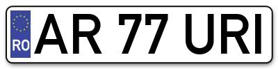 Placuta inmatriculare numar auto  AR-77-URI, AR 77 URI, AR77URI