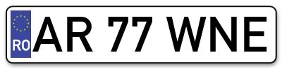 Placuta inmatriculare numar auto  AR-77-WNE, AR 77 WNE, AR77WNE