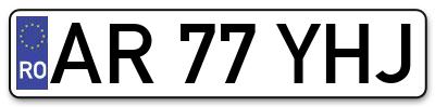 Placuta inmatriculare numar auto  AR-77-YHJ, AR 77 YHJ, AR77YHJ