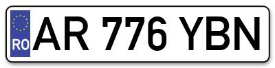 Placuta inmatriculare numar auto  AR-776-YBN, AR 776 YBN, AR776YBN