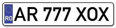 Placuta inmatriculare numar auto  AR-777-XOX, AR 777 XOX, AR777XOX