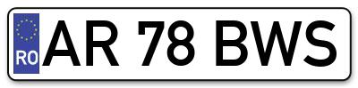 Placuta inmatriculare numar auto  AR-78-BWS, AR 78 BWS, AR78BWS