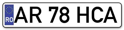 Placuta inmatriculare numar auto  AR-78-HCA, AR 78 HCA, AR78HCA