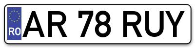 Placuta inmatriculare numar auto  AR-78-RUY, AR 78 RUY, AR78RUY