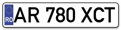 Placuta inmatriculare numar auto  AR-780-XCT, AR 780 XCT, AR780XCT