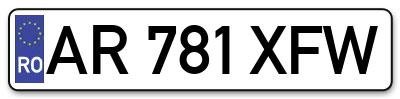 Placuta inmatriculare numar auto  AR-781-XFW, AR 781 XFW, AR781XFW