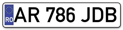 Placuta inmatriculare numar auto  AR-786-JDB, AR 786 JDB, AR786JDB
